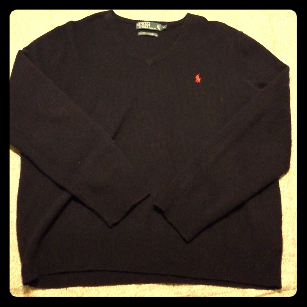 Mens Polo by Ralph Lauren V Neck wool sweater.
